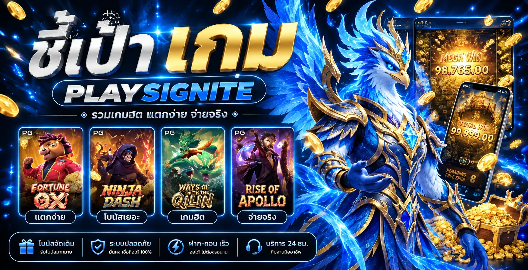 สล็อตออนไลน์ PLAYSIGNITE พร้อมสัญลักษณ์เกมและมาสคอต
